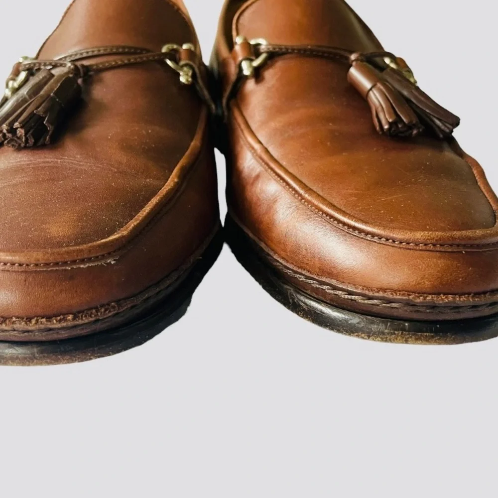 BRUNO MAGLI COGNAC TASSEL LOAFERS SIZE 10.5 M
